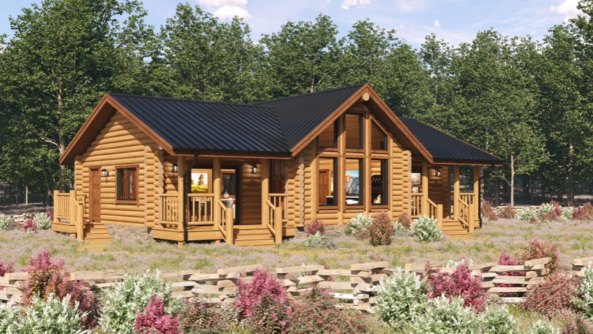Le Vasseur custom log home rendering