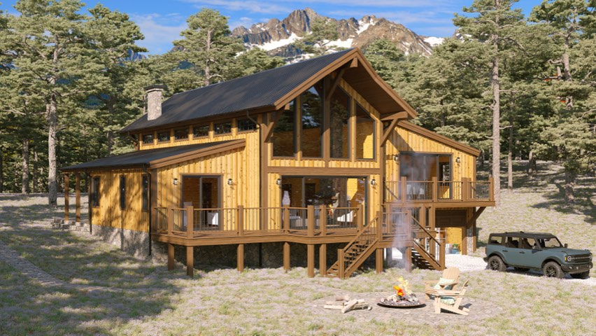 Figone custom log home rendering