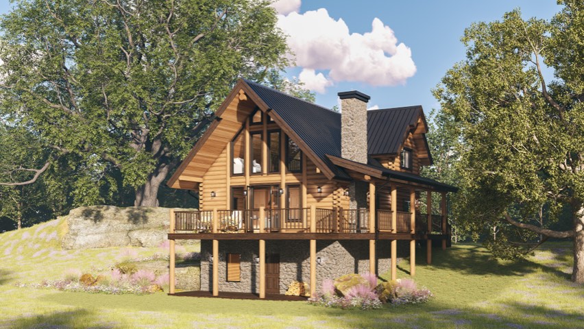 Winemiller custom log home rendering