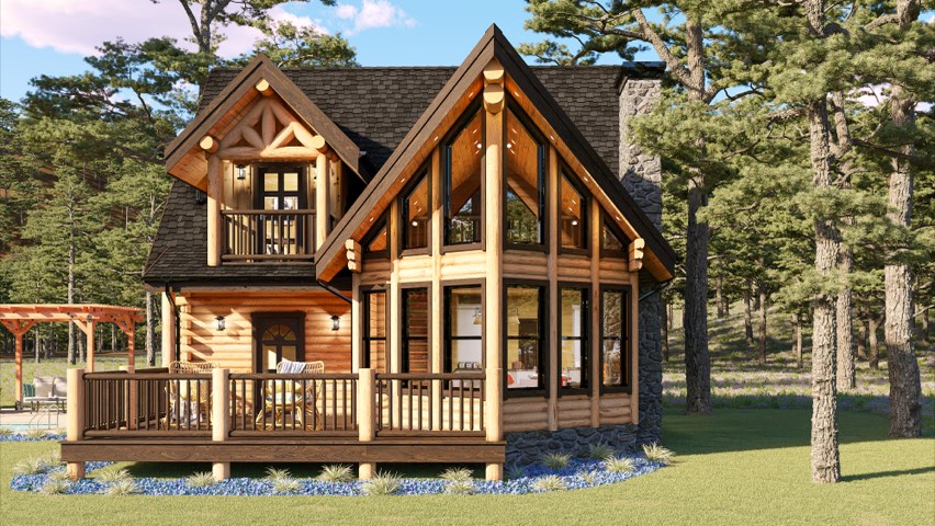 Haines custom log home rendering