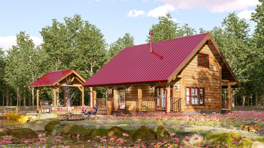 Kennedy custom log home rendering