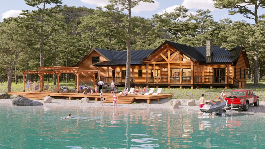 Struchen custom log home rendering