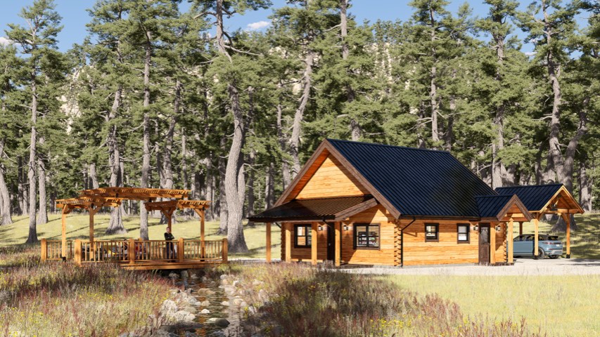 Hanlon Wittmore custom log home rendering