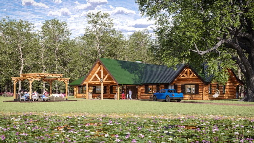 Mayes custom log home rendering